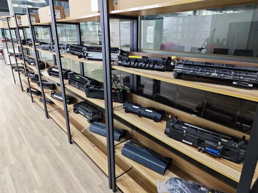 Sample room with toner cartridge models kept for QC comparison