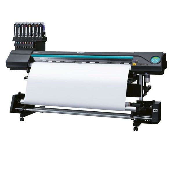 Roland TrueVIS wide-format printer running TR2 eco-solvent ink cartridges